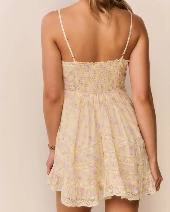 Love Shack Fancy Alonna Blooming Floral Mini Dress | Lemon Spritz