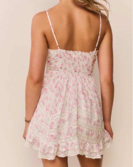 Love Shack Fancy Alonna Blooming Floral Mini Dress | Rustic Orchid