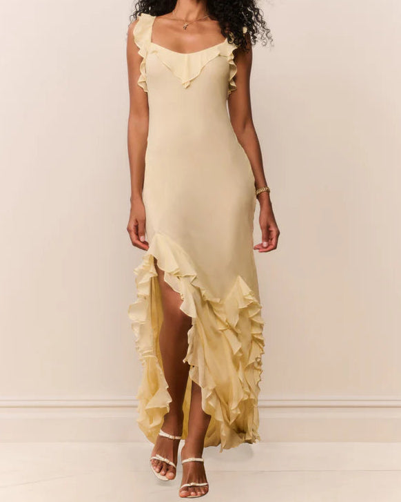 Love Shack Fancy Roseline Chiffon Ruffle Maxi Dress | Butter Lemon