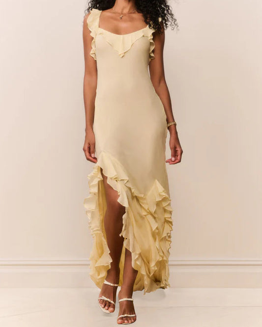 Love Shack Fancy Roseline Chiffon Ruffle Maxi Dress | Butter Lemon