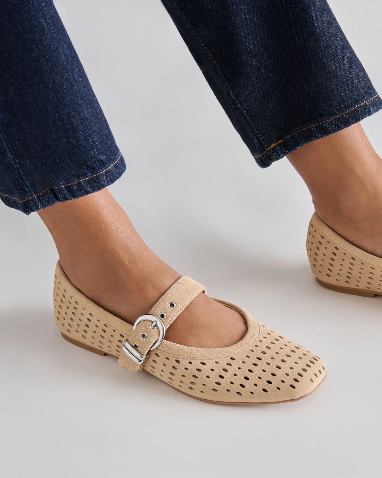 Dolce Vita Mikel Flats | Camel Perforated Suede
