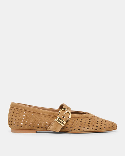 Dolce Vita Mikel Ballet Flats | Light Brown Perforated Suede