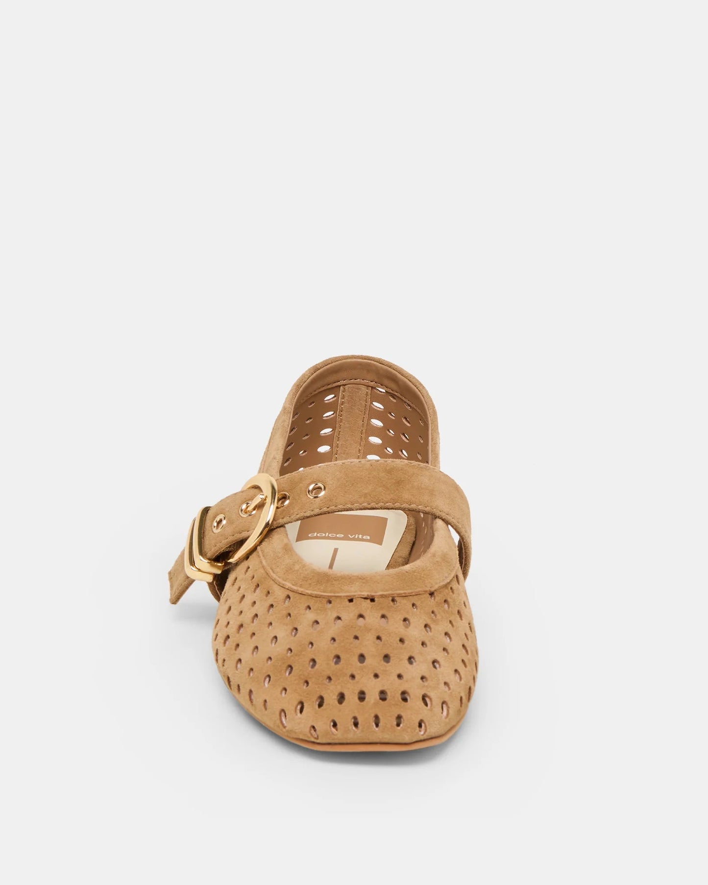 Dolce Vita Mikel Ballet Flats | Light Brown Perforated Suede