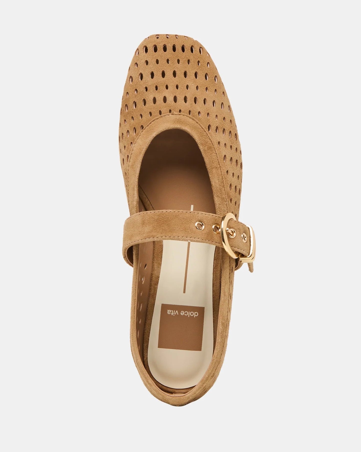 Dolce Vita Mikel Ballet Flats | Light Brown Perforated Suede