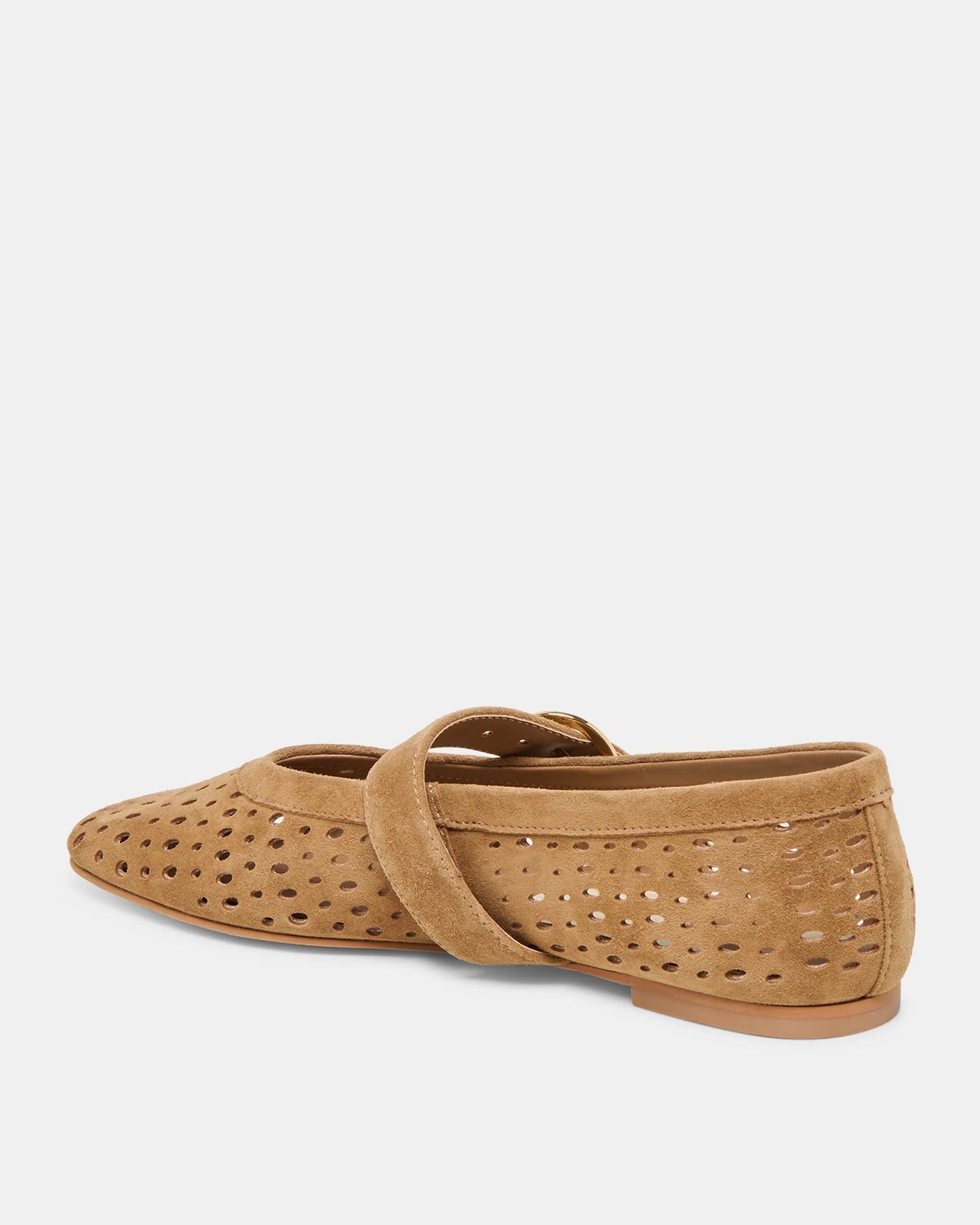 Dolce Vita Mikel Ballet Flats | Light Brown Perforated Suede