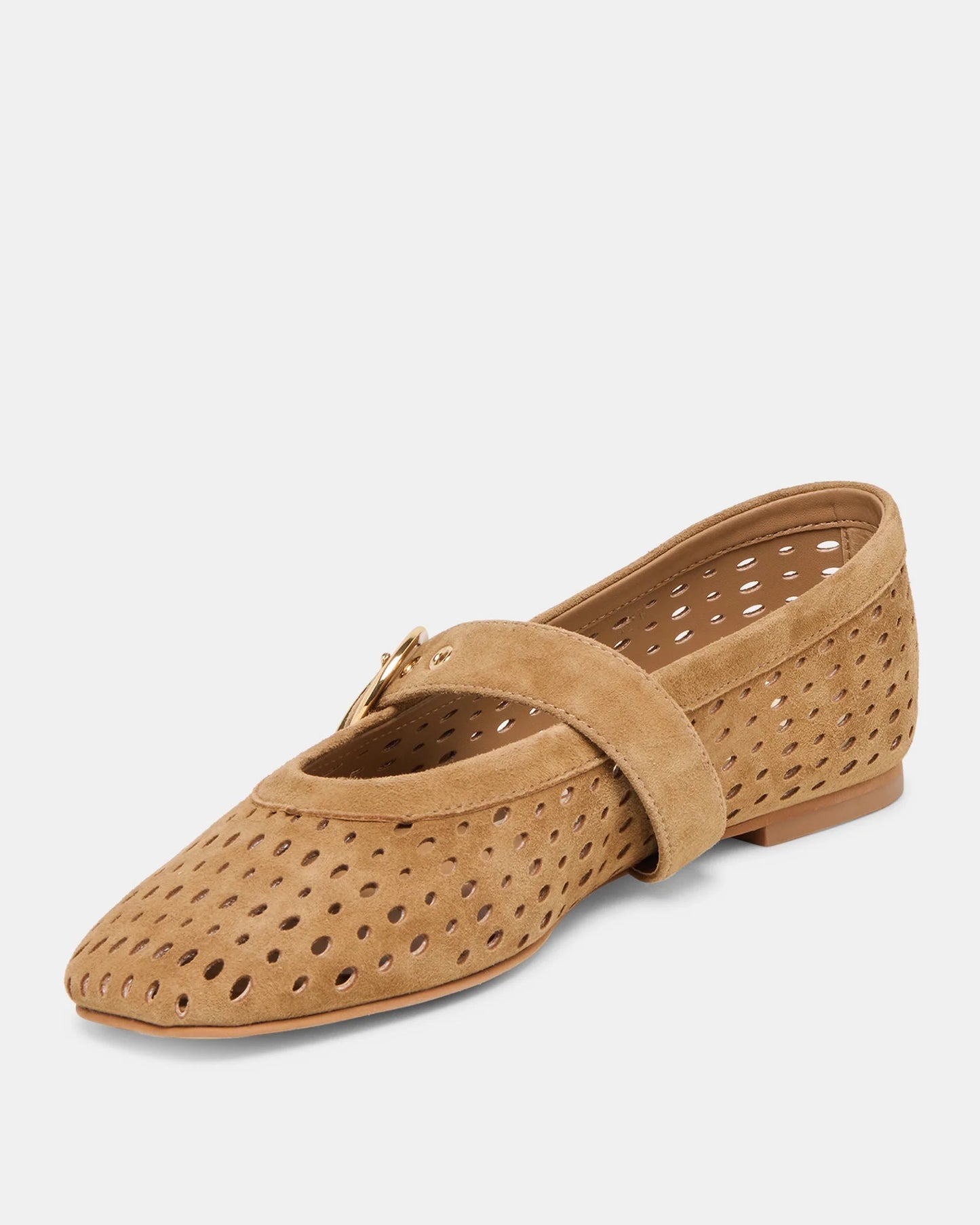 Dolce Vita Mikel Ballet Flats | Light Brown Perforated Suede