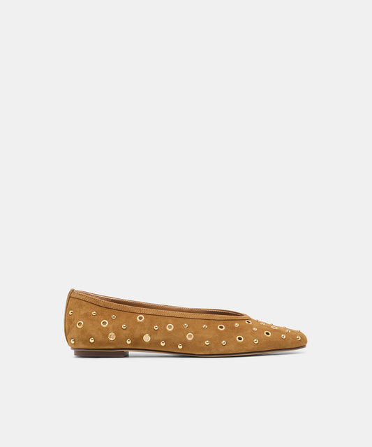 Dolce Vita Caret Stud Ballet Flats | Lt Brown Suede