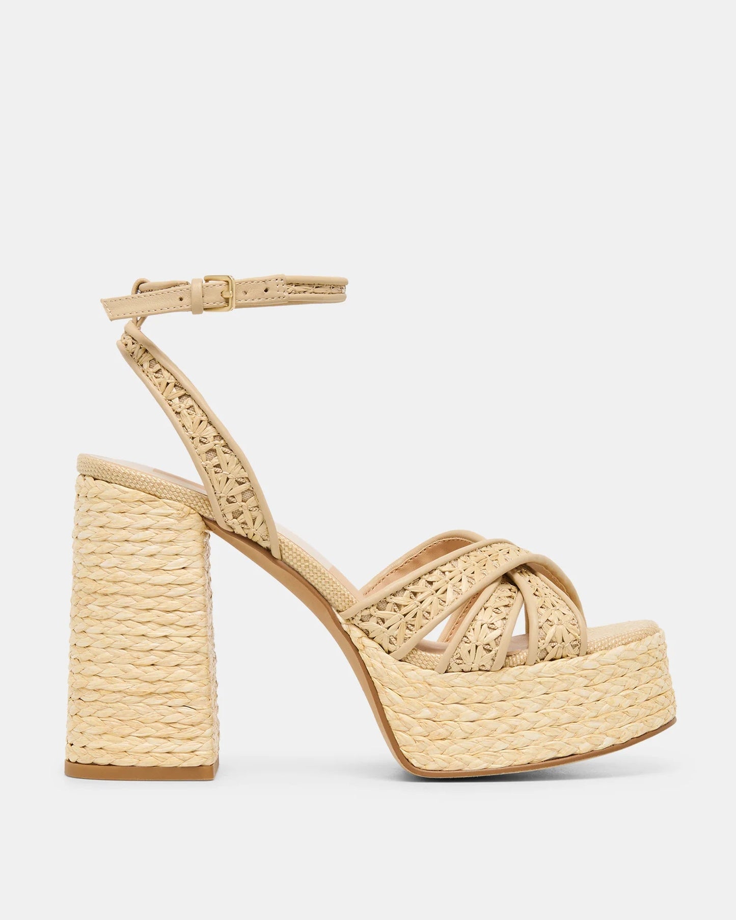 Dolce Vita Danila Heels | Light Natural Cross Hatch Raffia