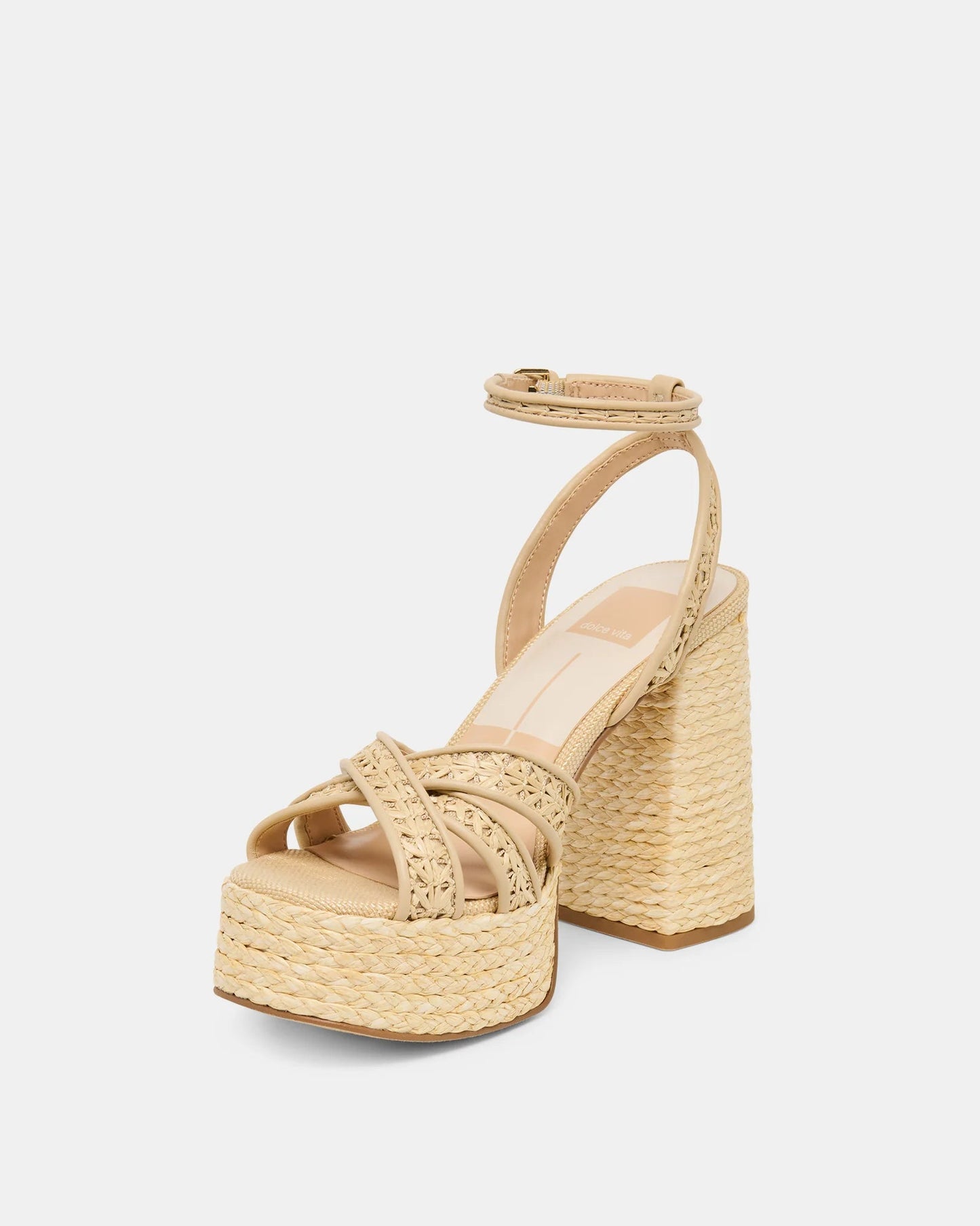 Dolce Vita Danila Heels | Light Natural Cross Hatch Raffia