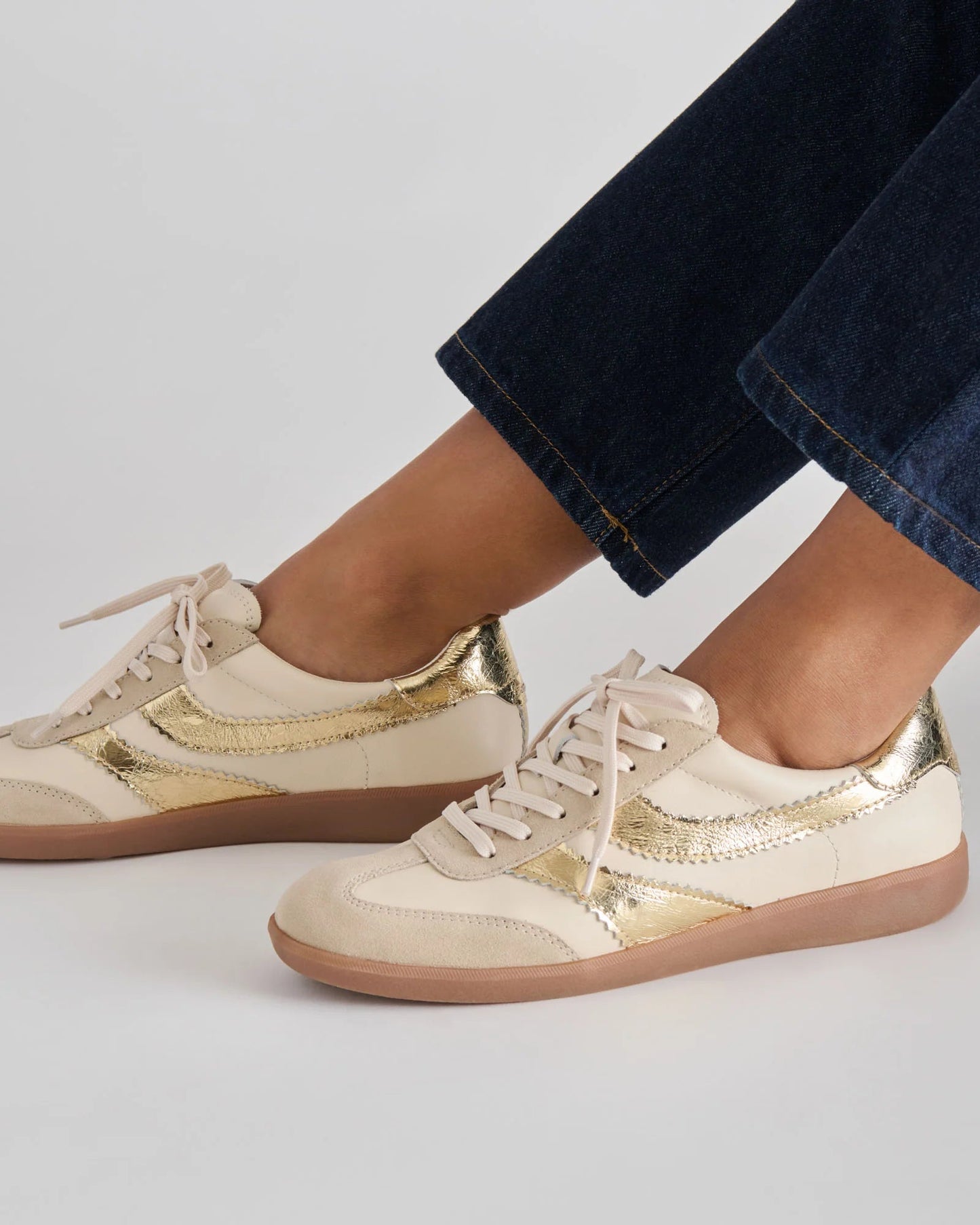 Dolce Vita Merit Sneakers | White Gold Leather