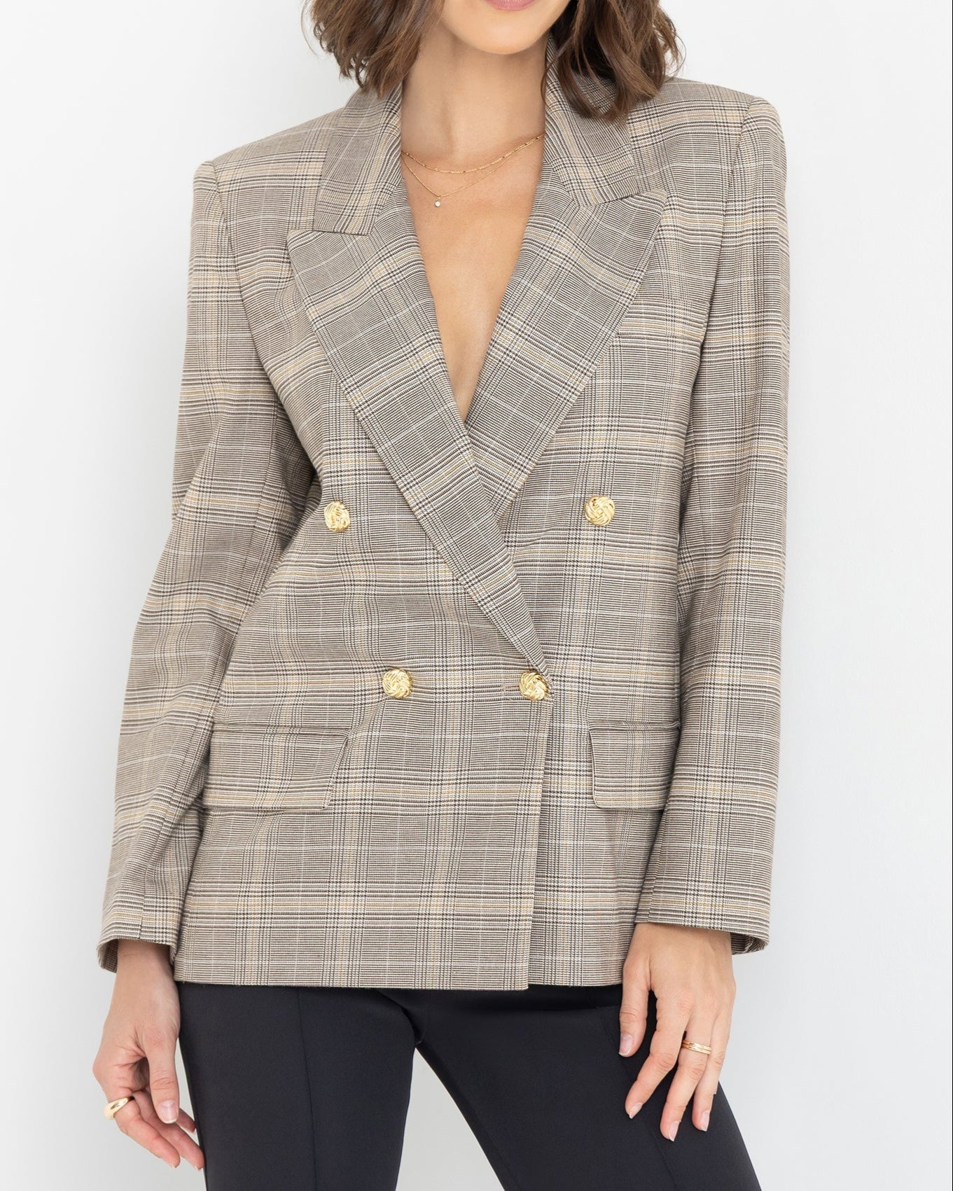 Generation Love Maverick Plaid Blazer | Taupe Plaid