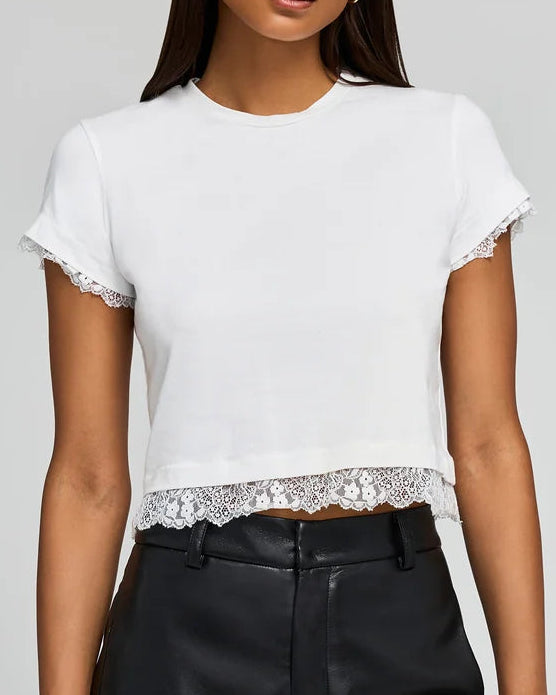 Generation Love Christella Lace Combo Top | White