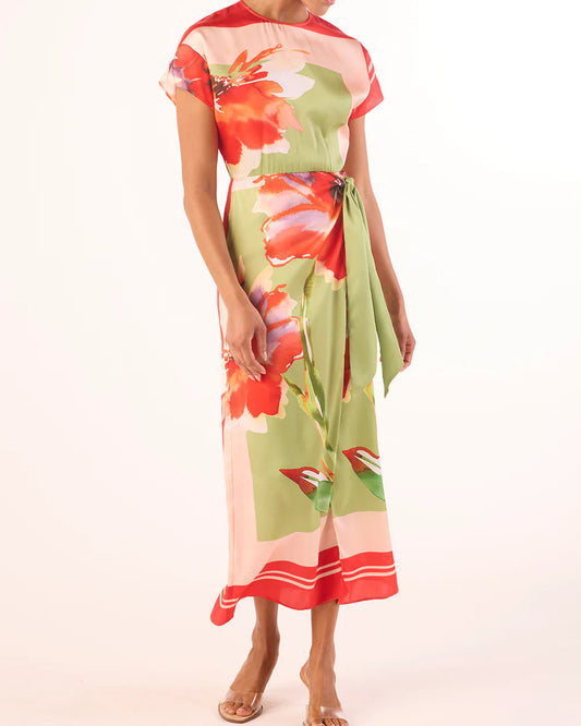 Misa Devorah Dress | Scarf Flora Satin