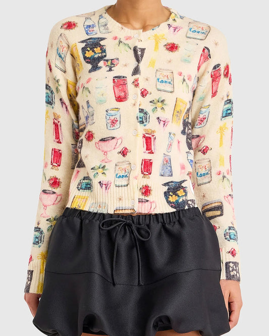 Amanda Uprichard Nancy Cardigan | Antique White Treasure Print