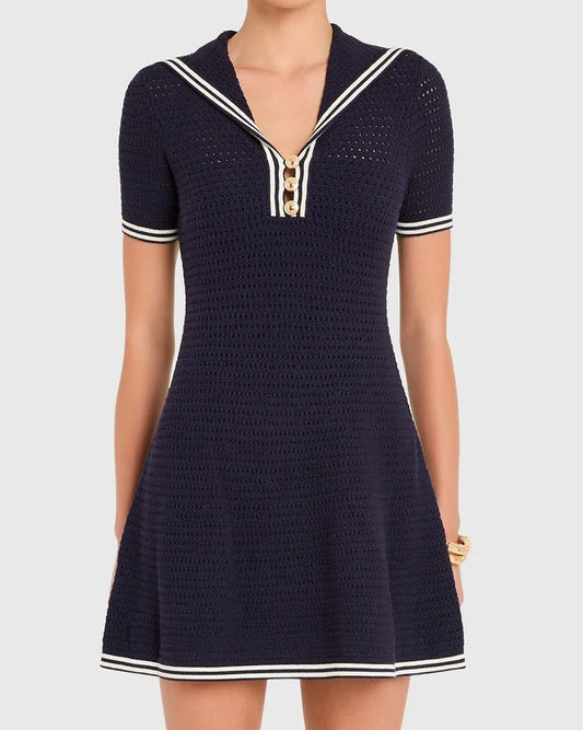 Amanda Uprichard Monique Dress | Navy/Ivory