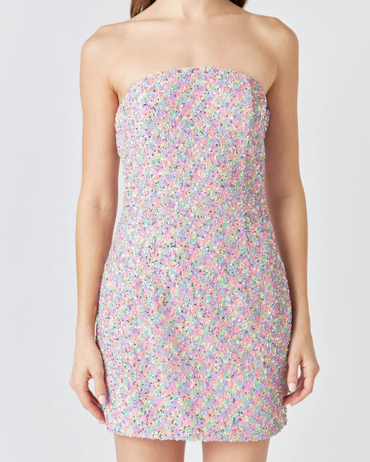 Endless Rose Sequins Strapless Mini Dress | Confetti