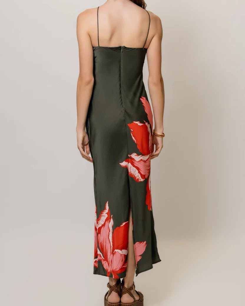 Hutch Zennia Dress | Olive Coral Sketched Iris