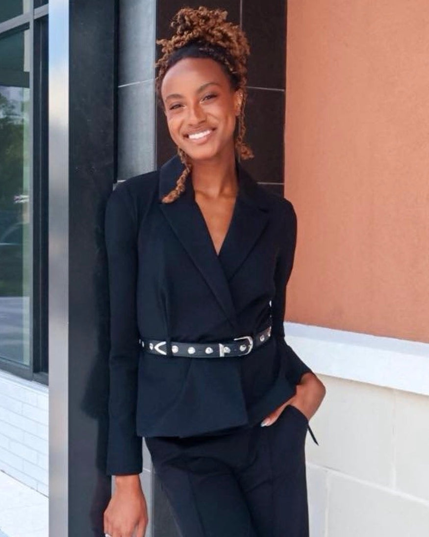 Liverpool Belted Peplum Blazer | Black