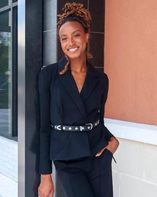 Liverpool Belted Peplum Blazer | Black