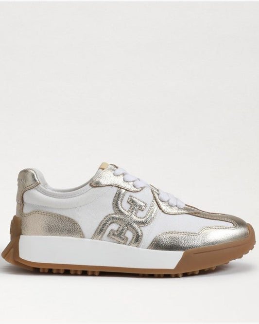 Sam Edelman Langley Lace Up Sneaker | White/Gold