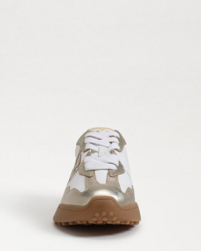Sam Edelman Langley Lace Up Sneaker | White/Gold