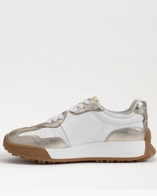Sam Edelman Langley Lace Up Sneaker | White/Gold