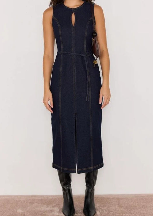 Mink Pink Raya Demin Midi Dress | Indigo