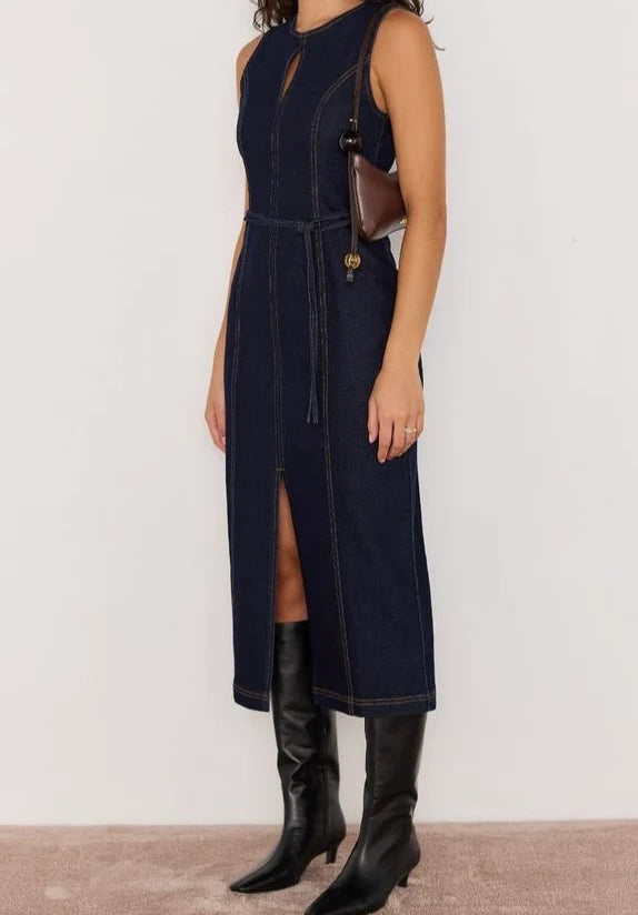 Mink Pink Raya Demin Midi Dress | Indigo