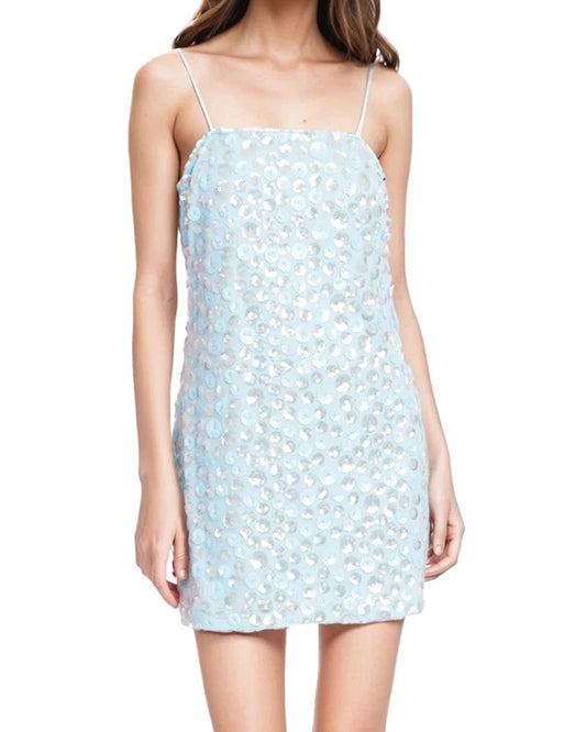 Badgley Mischka Maeve Mini Sequin Tank Dress | Light Blue
