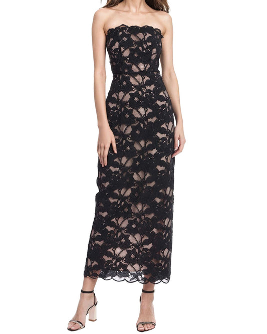 Badgley Mischka Maya Strapless Lace Mini Dress | Black