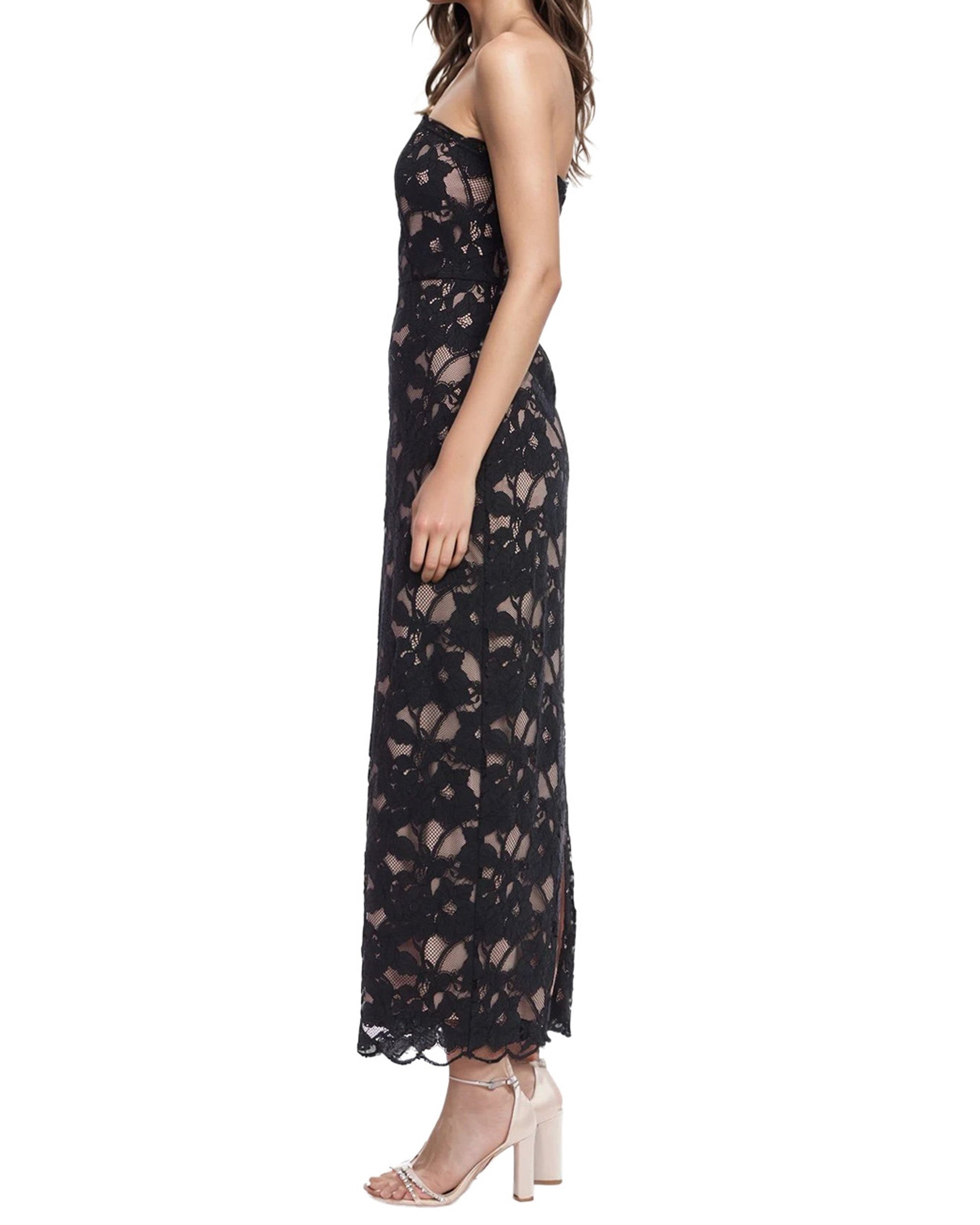 Badgley Mischka Maya Strapless Lace Mini Dress