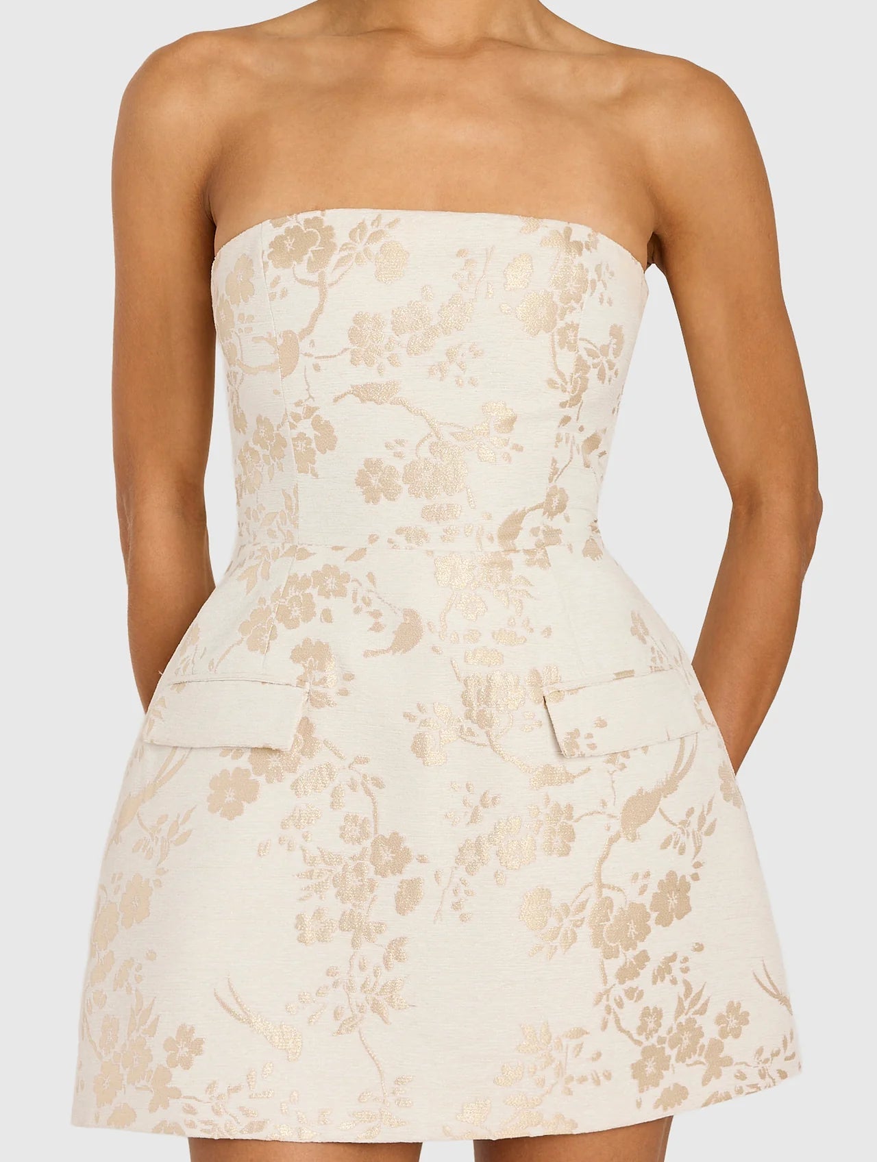 Amanda Uprichard Strapless Bethany Romper | Cecile Jacquard