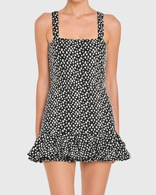 Amanda Uprichard Mellie Skort Romper | Black White