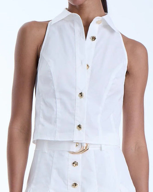 Karina Grimaldi Poppy Sleeveless Top | White