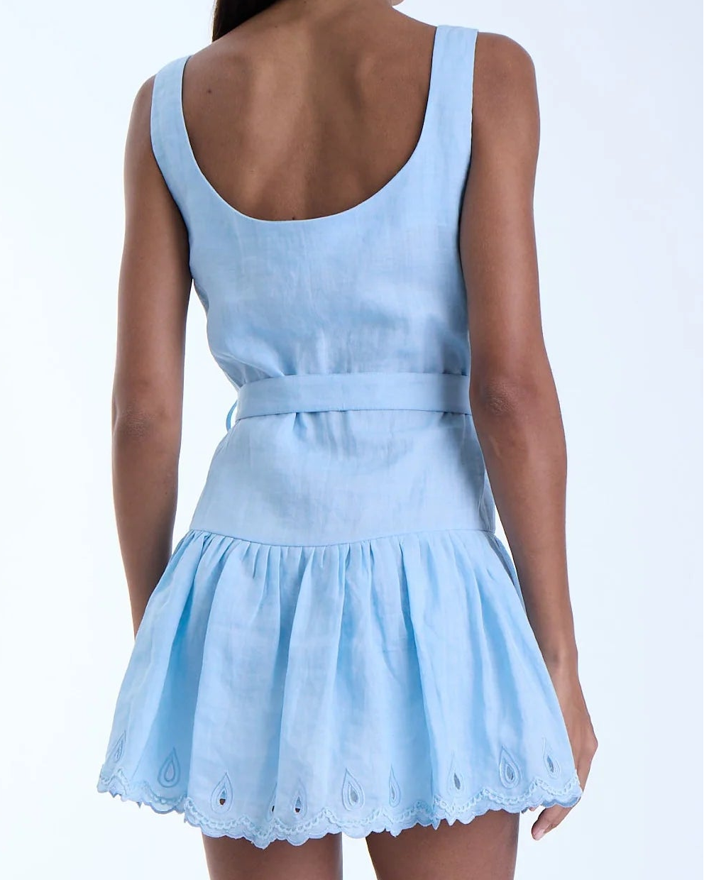 Karina Grimaldi Penelope Embroidered Mini Dress | Sky Blue