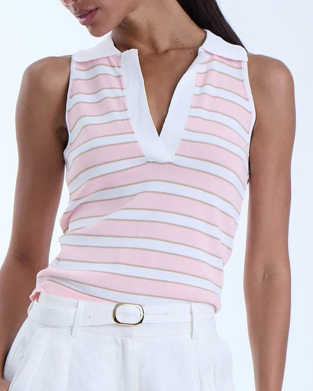 Karina Grimaldi Kira Knit Sleeveless Top | Pink Stripe