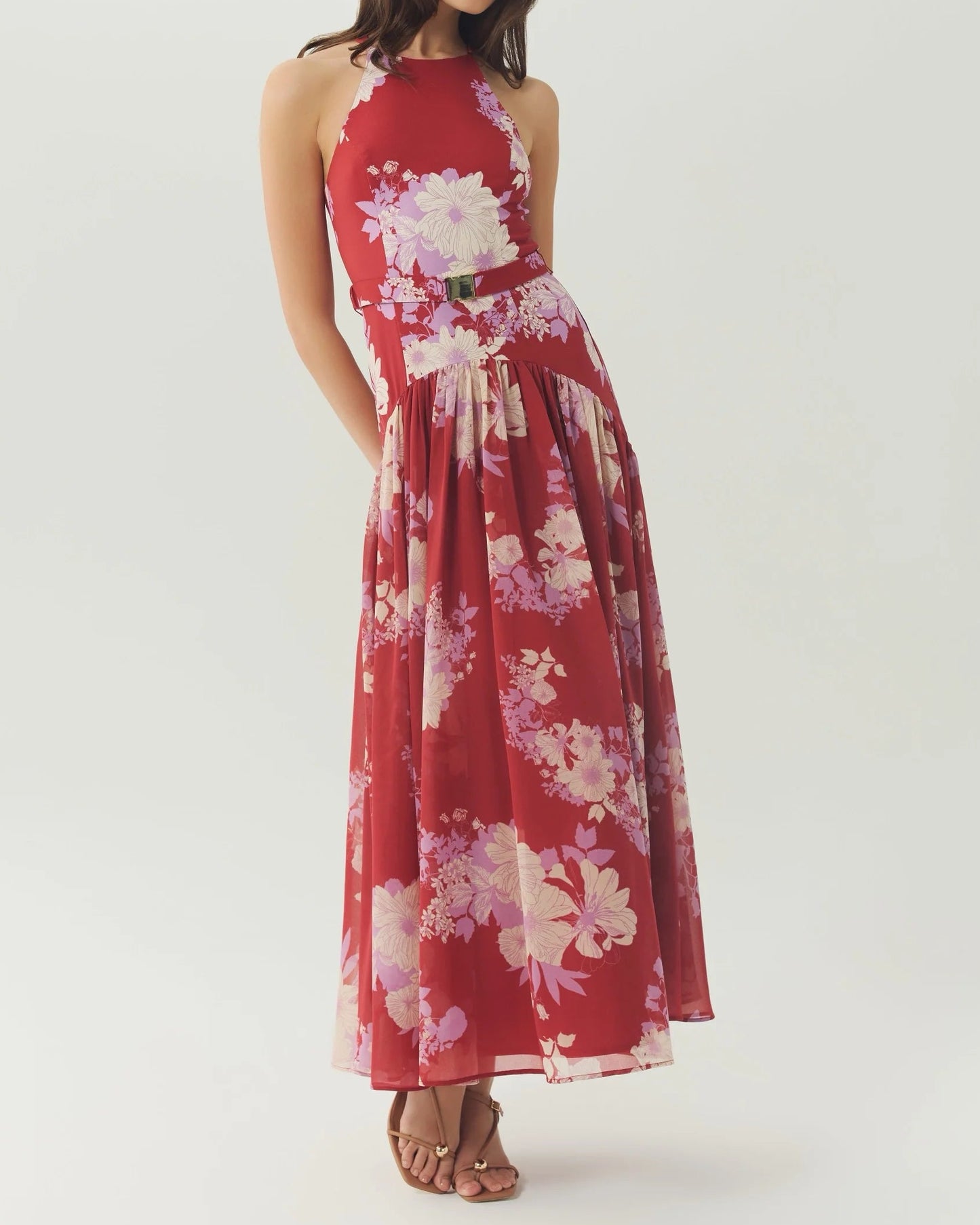Hutch Abbey Dress | Red/Ivory