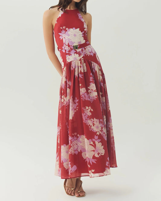 Hutch Abbey Dress | Red/Ivory