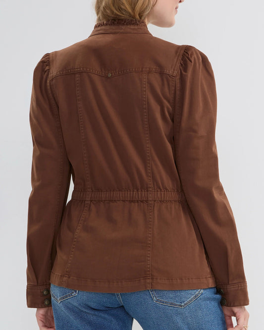 Liverpool Puff Sleeve Trucker Jacket | Carob Brown