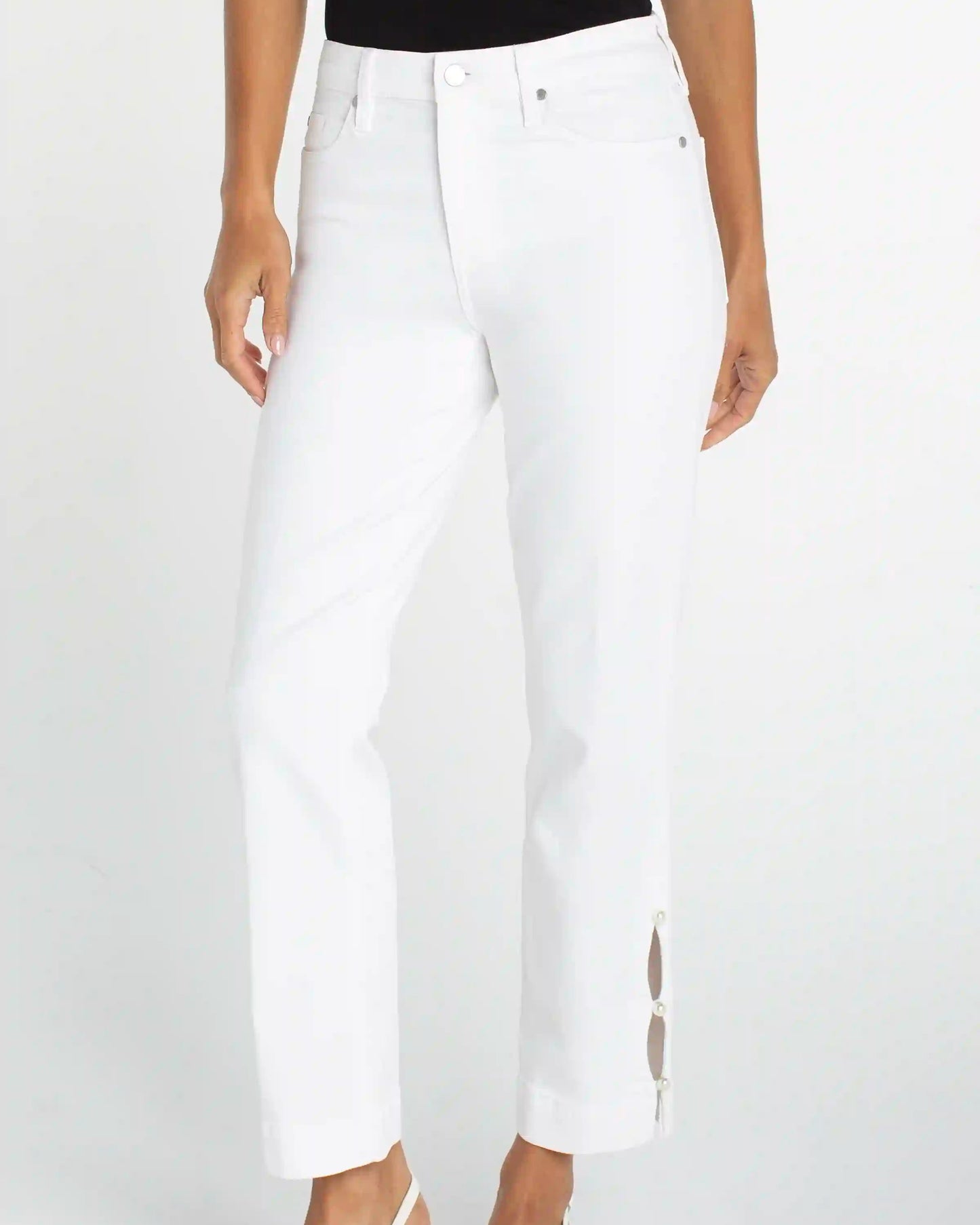 Liverpool Kennedy Crop Straight Pearl Trim | Bright White