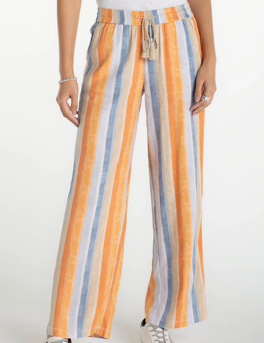 Liverpool Pull On Wide Leg | Multi Stripe Pant