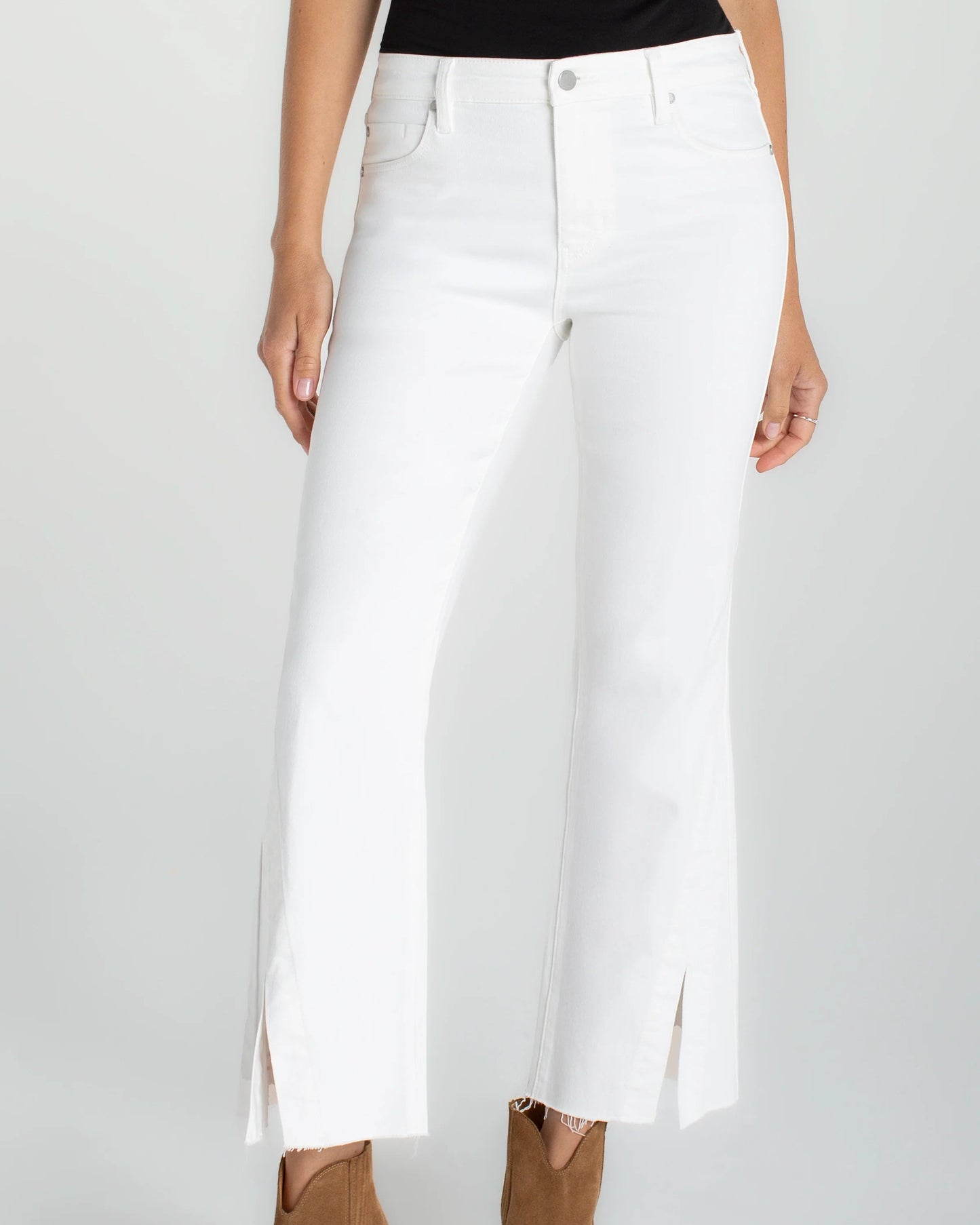 Liverpool Hannah Crop Flare Twisted Slit | Bright White