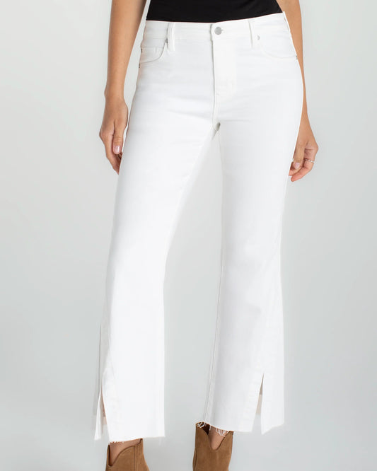 Liverpool Hannah Crop Flare Twisted Slit | Bright White