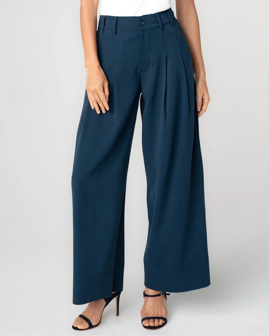 Liverpool High Rise Pleated Wide Leg Trouser | Oxford Navy