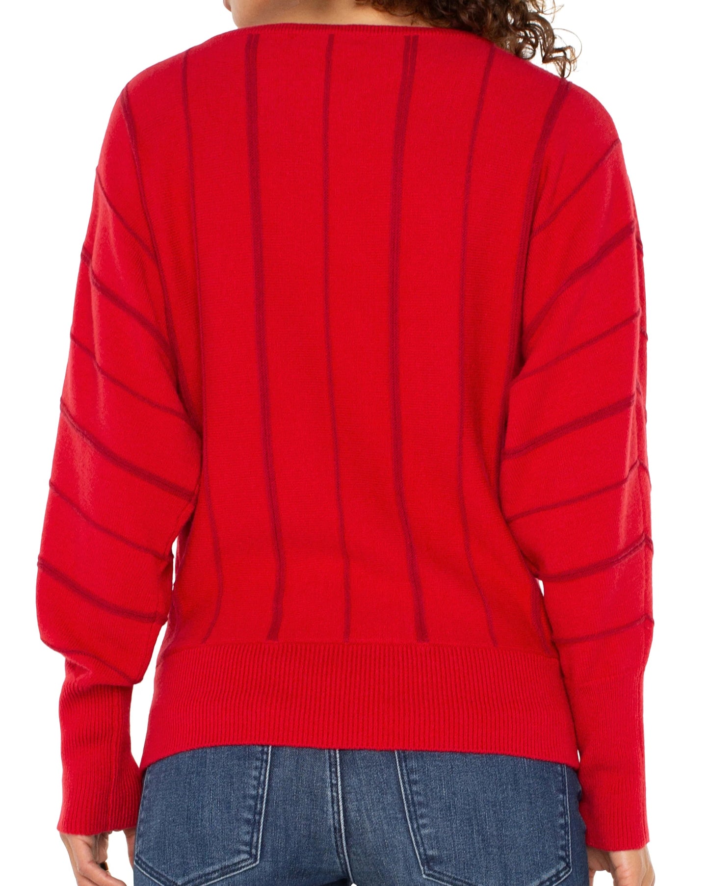 Liverpool Long Sleeve Dolman Sweater With Stripe