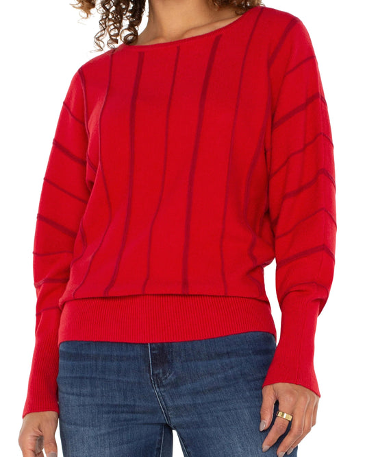 Liverpool Long Sleeve Dolman Sweater With Stripe