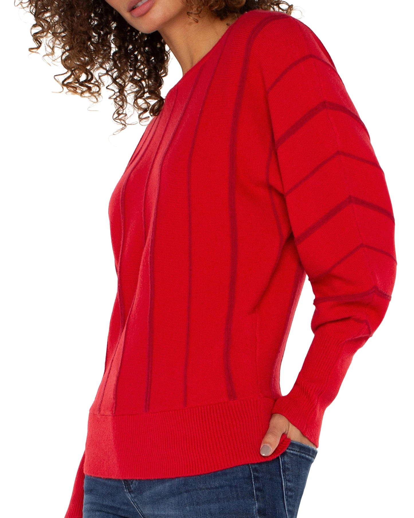 Liverpool Long Sleeve Dolman Sweater With Stripe