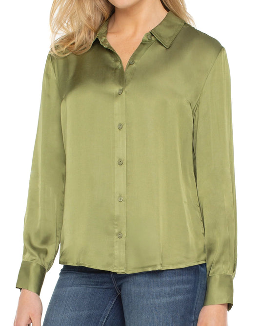 Liverpool Long Sleeve Button Front Woven Shirt