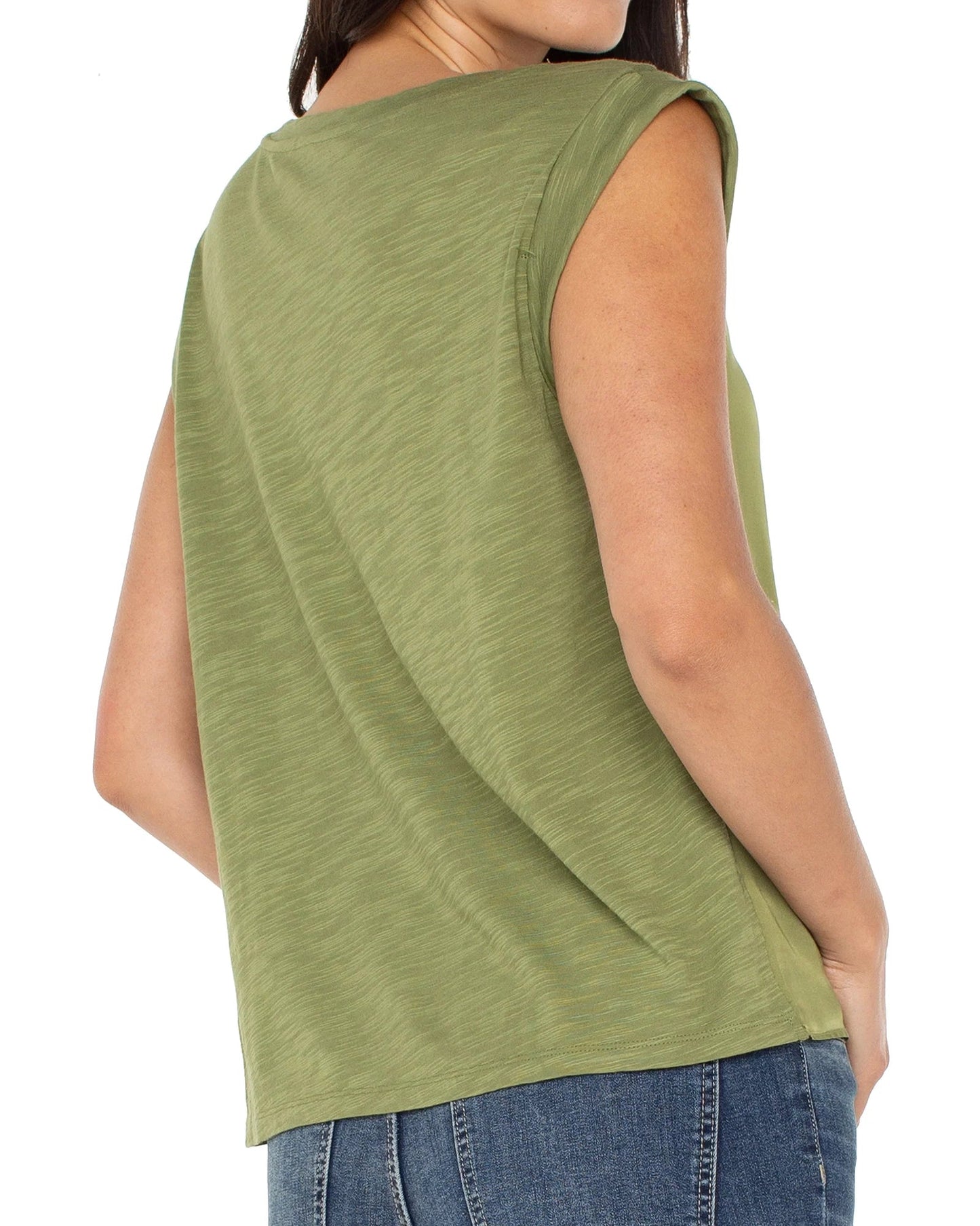 Liverpool Sleeveless Woven to Knit Top | Artichoke