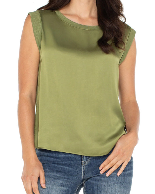 Liverpool Sleeveless Woven to Knit Top | Artichoke